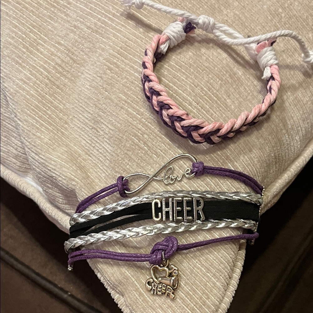 Purple and Pink Cheer Bracelet Set
